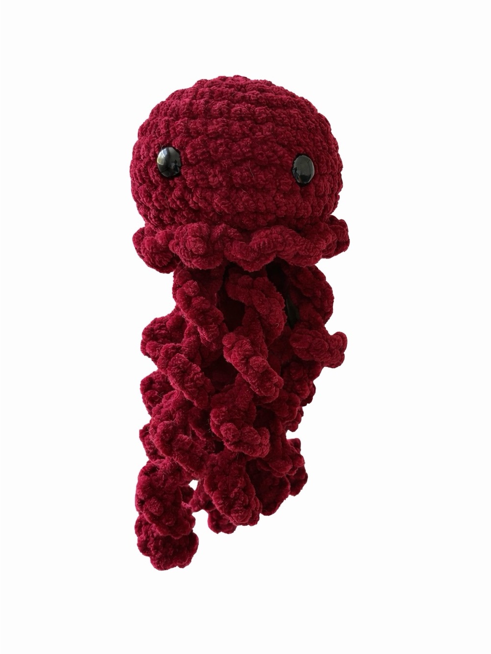 Plush Crochet Jellyfish Toy - Deep Red